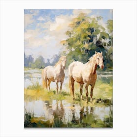 Horses Painting In Loire Valley, France 3 Canvas Print