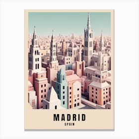 Madrid City Travel Poster Spain Low Poly (15) Canvas Print