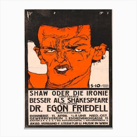 Poster Shaw Or Irony Lecture, Egon Schiele Canvas Print
