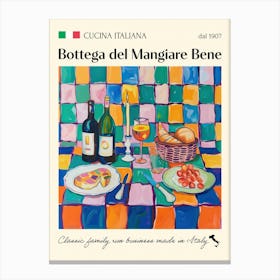La Bottega Del Mangiare Bene Trattoria Italian Poster Food Kitchen Canvas Print