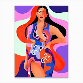 Woman In A Colorful Dress Canvas Print