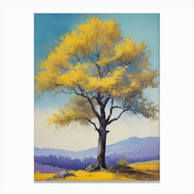 Painting Of A Tree, Yellow, Purple (13) Canvas Print