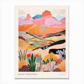 Mount Grosvenor United States 2 Colourful Mountain Illustration Poster Canvas Print