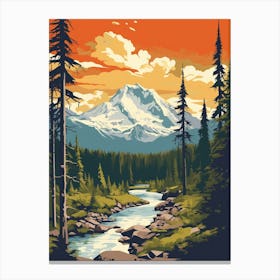 Mount Rainier National Park Retro Pop Art 16 Canvas Print