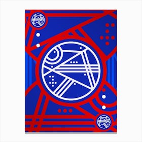Geometric Glyph in White on Red and Blue Array n.0054 Canvas Print