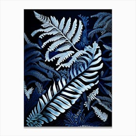 Blue Star Fern Linocut Canvas Print