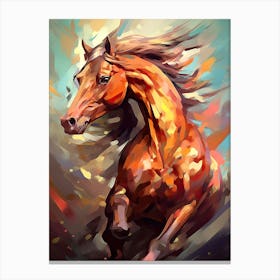 Brown Horse Painting On Canvas Canvas Print