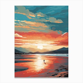 Luskentyre Sands Isle Of Harris Scotland At Sunset, Vibrant Painting 1 Canvas Print