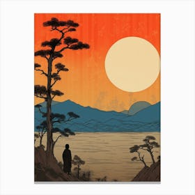 Lake Biwa, Japan Vintage Travel Art 4 Canvas Print