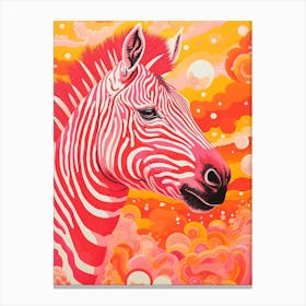 Orange Coral Zebra 1 Canvas Print