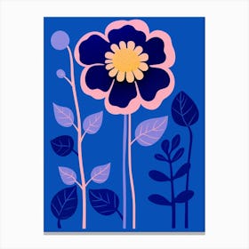 Blue Flower Illustration Portulaca 1 Canvas Print