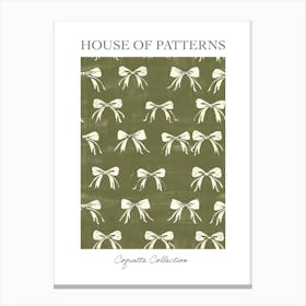 Green And White Bows 2 Pattern Poster Canvas Print