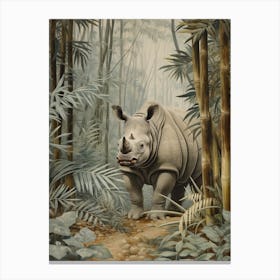 Cold Tones Of A Rhino Walking Through The Jungle 2 Canvas Print