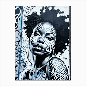 Graffiti Mural Of Beautiful Black Woman 137 Canvas Print