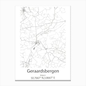 Geraardsbergen,Belgium Minimalist Map Canvas Print