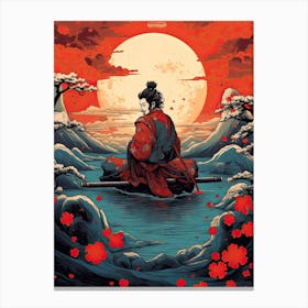 Samurai Ukiyo E Style Illustration 2 Canvas Print