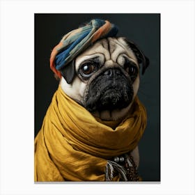 Pug wearing clothes Canvas Print