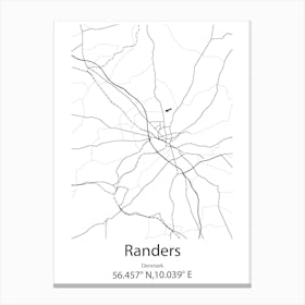 Randers,Denmark Minimalist Map Canvas Print