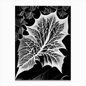 Virginia Creeper Leaf Linocut Canvas Print