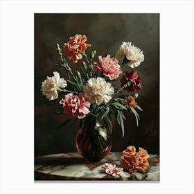 Baroque Floral Still Life Carnations 2 Canvas Print