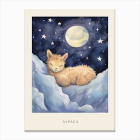 Baby Alpaca 1 Sleeping In The Clouds Nursery Poster Canvas Print