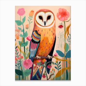 Pink Scandi Barn Owl 1 Canvas Print