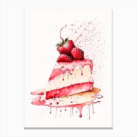 Strawberry Cheesecake, Dessert, Food Minimalist Watercolour 1 Canvas Print