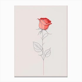 Rose Floral Minimal Line Drawing 3 Flower Canvas Print