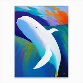 Beluga Whale Brushstroke Painting Canvas Print