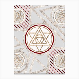 Geometric Glyph Abstract in Festive Gold Silver and Red n.0041 Canvas Print