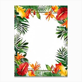 A Contemporary Tropical Floral Frame Highlighting A Variety Of Vivid Exotic Florals In Full Bloom (3) Canvas Print