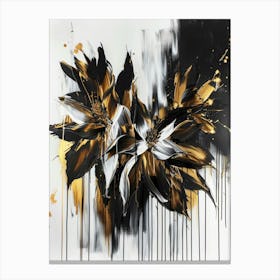 Black And Gold Flowers 5 Canvas Print