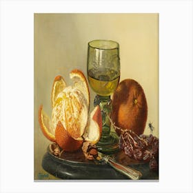 Oranges And A Glass Of Wine 1 Canvas Print