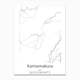 Kamiamakusa,Japan Minimalist Map Canvas Print