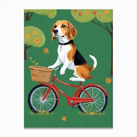 Beagle On A Bike 1 Canvas Print