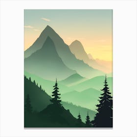 Misty Mountains Vertical Background In Green Tone 21 Canvas Print