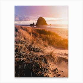 Pastel Sunset At Cannon Beach Canvas Print