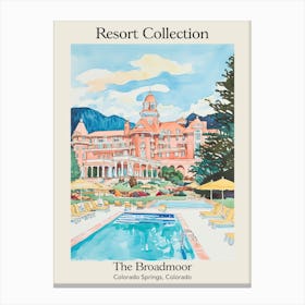 Poster Of The Broadmoor   Colorado Springs, Colorado   Resort Collection Storybook Illustration 5 Canvas Print