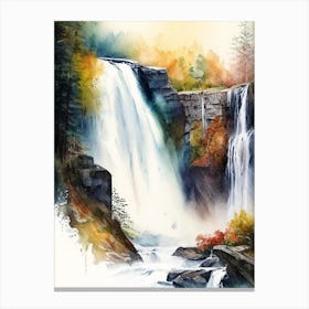 Hogum Falls, Norway Water Colour  (2) Canvas Print