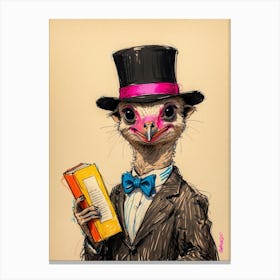 Ostrich In Top Hat 2 Canvas Print