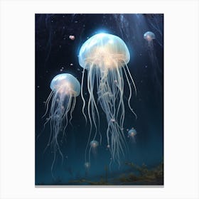 Mauve Stinger Jellyfish Neon Illustration 12 Canvas Print