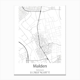 Malden,Netherlands Minimalist Map Canvas Print