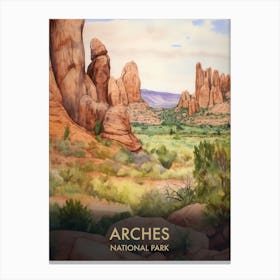 Arches National Park Watercolour Vintage Travel Poster 2 Canvas Print