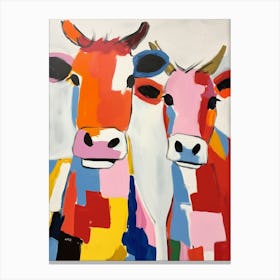 Colourful Kids Animal Art Cow 6 Canvas Print