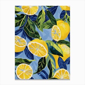 Lemons On Blue Canvas Print