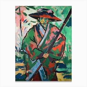 Samurai In Fauvist Matisse Japanese Style  9 Canvas Print