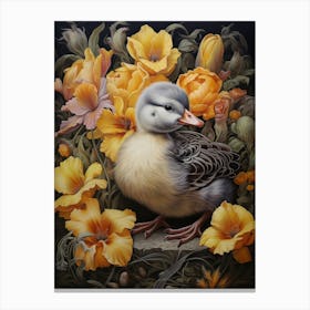 Floral Ornamental Duckling 5 Canvas Print