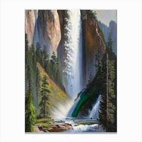 Yosemite Upper Falls, United States Peaceful Oil Art  Canvas Print