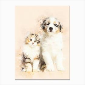 Kitten And Puppy Canvas Print