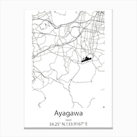 Ayagawa,Japan Minimalist Map Canvas Print